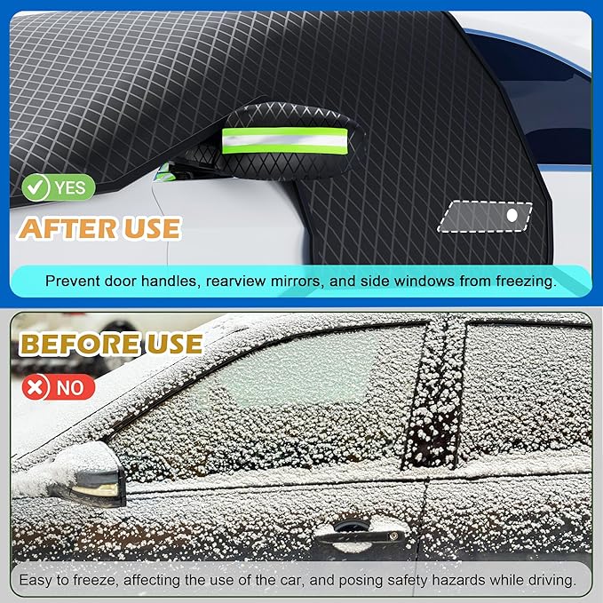 Windshield Snow Cover, Car Windshield Cover for Ice and Snow, Automotive Large Magnetic Windshield Frost Cover with Side Window and Mirror Protector in Winter, Suitable for Most Vehicle,Sedan,SUV
