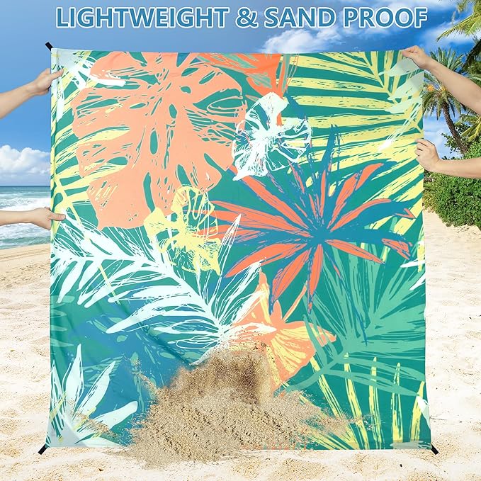 HIHOHO Beach Blanket Waterproof Sandproof Extra Large Beach Mat 79" X 83"/120"x108"for 1-8 Adults Quick Drying Durable Outdoor Picnic Mat for Beach Travel Camping Hiking