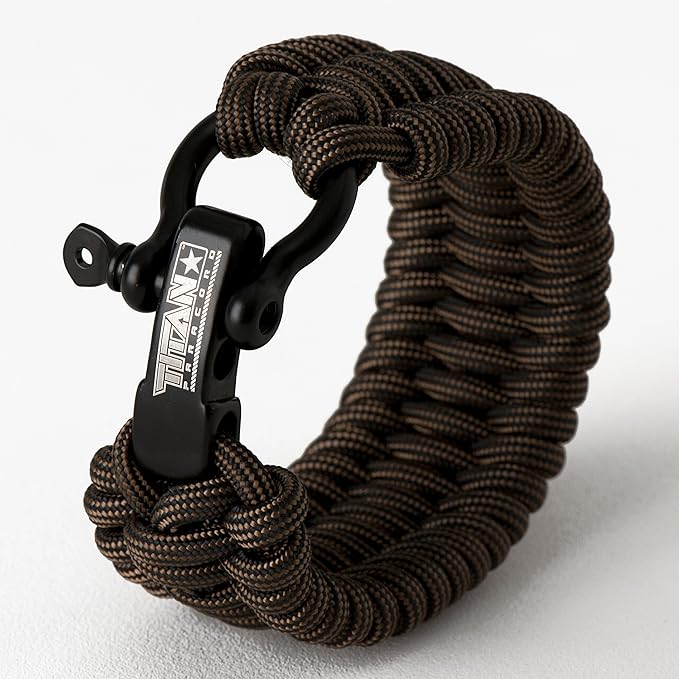 Titan Paracord Survival Bracelet | Made with Patented SurvivorCord (550 Paracord, Fishing line, Snare Wire, and Waxed Jute for Fires). Free eBooks Included.