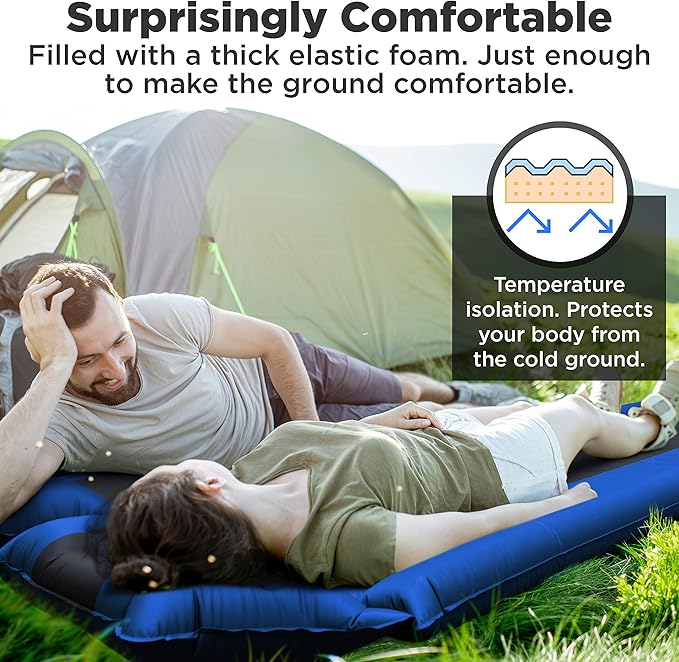 IFORREST Camping Pad with Armrest & Pillow - Self-InflatingAir Mattress, Rollover Protection, Ultra-Comfortable Mat, Lightweight for Tent, Cot, Backpacking(L/XL)