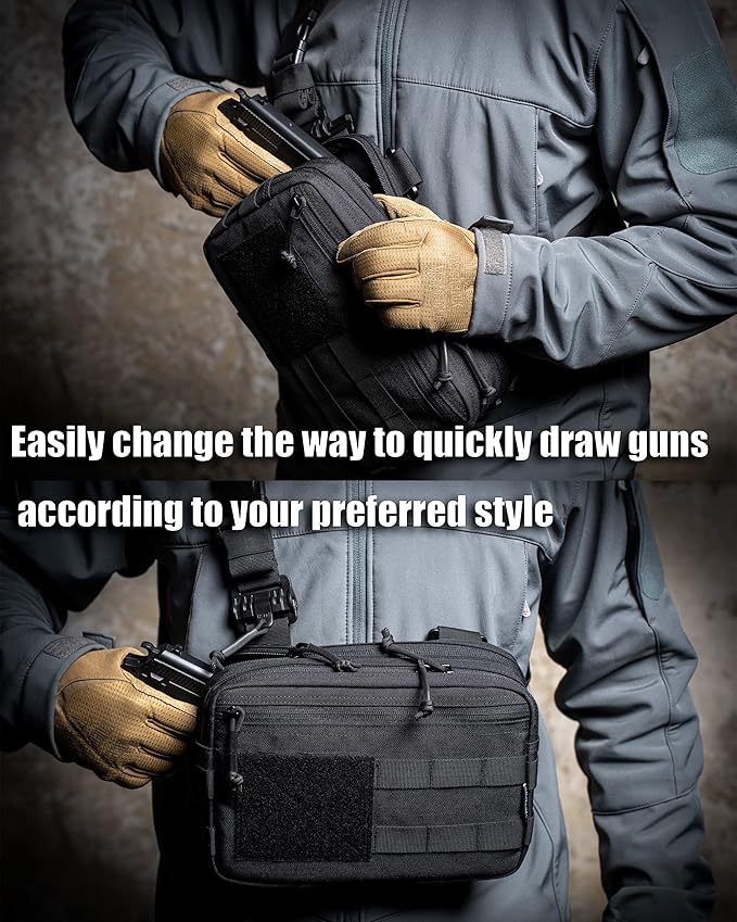 Tactical Chest Rig Bag Concealed Carry CCW Pack Molle Pouch IFAK EMT Medical Organizer for Outdoor Hunting Shooting Hiking with Quick Release Harness