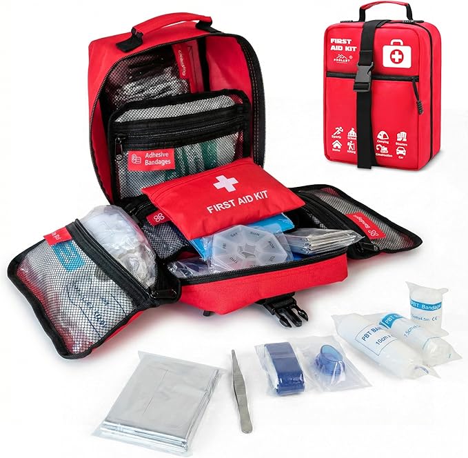556 Piece Premium Large First Aid Kit, Survival Medical First Aid Bag – Labelled Compartments, Workplace Essential, Home & Sports, Molle Tactical Rip-Away Design, First Responders' Choice for Trauma