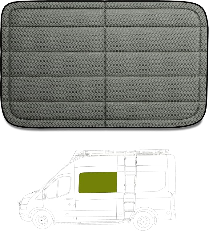 Extra-Thick Crew Side Window Cover for Ford Transit Medium/High Roof, 2015-2026, Magnetic Insulated Blackout Window Sunshade, Foldable Design, AllSeasonGuard Pro