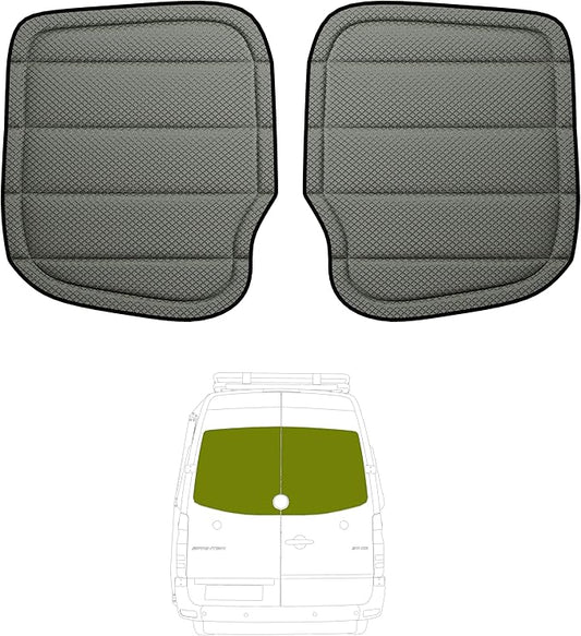 Extra-Thick Rear Door Window Covers(Pair) for Mercedes-Benz Sprinter 2007-2018 (Full Metal Frame), Magnetic Insulated Blackout Sunshade, XPE Foam & Thinsulate Cotton, AllSeasonGuard Pro