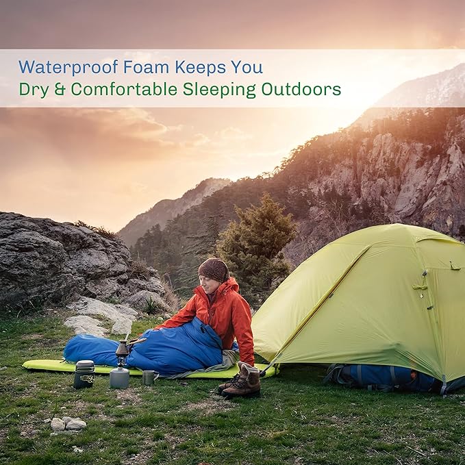 Foam Sleeping Pad - Lightweight 1-Inch Mat for Camping, Cots, Tents, Backpacking, and Yoga - Non-Slip and Waterproof with Handle by Wakeman