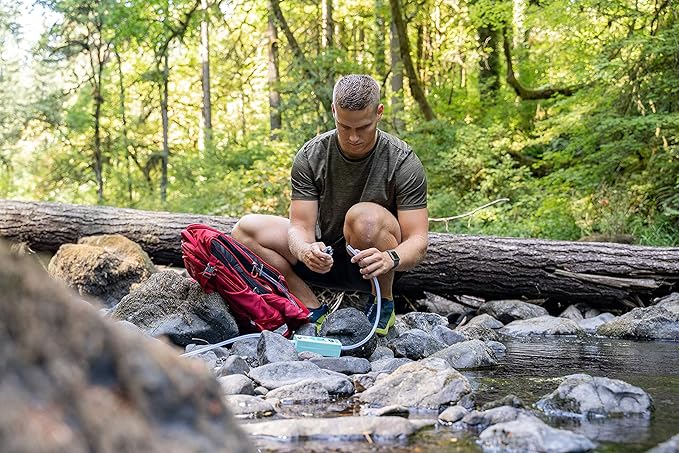 Pacific Bay Portable Automatic Pump/Water Filtration System - for Camping or Wilderness Survival - Emergency Drinking Water Survival - Indoor/Outdoor Water Filter - Must Have Hiking Supplies