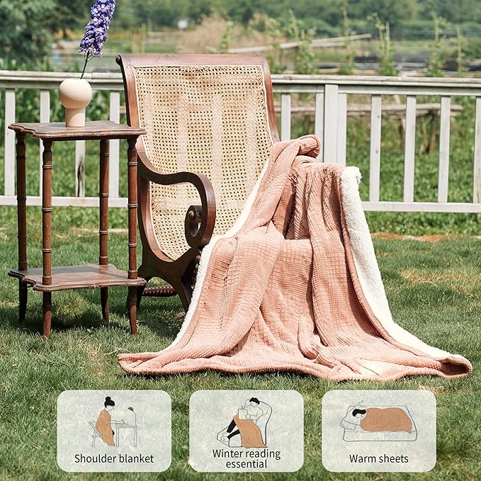 Texciting Heated Blanket Electric Blanket Throw 50''X60''-Heating Blanket with 6 Heat Settings-2-10 Hours Auto Off,ETL Certified,Machine Washable (Fog Rose)
