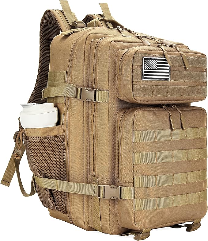 Lovelinks21 45L Tactical Assault Backpack 3 day assault pack with Molle Waterproof backpack Rucksack for Tactical Backpacks (khaki)