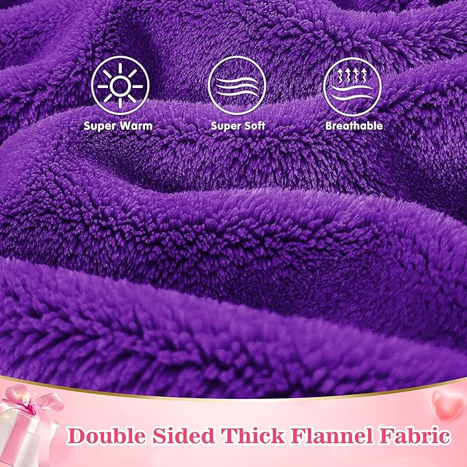 Waitu Wearable Blanket Sweatshirt Gifts for Women and Men, Warm and Cozy Giant Blanket Hoodie, Thick Flannel Blanket with Sleeves and Giant Pocket - Violet