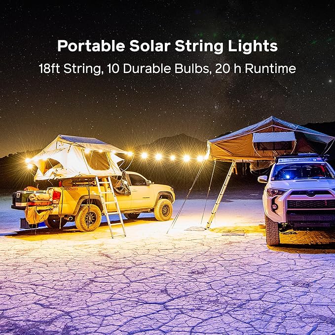 BioLite Solar String Rechargeable, Solar String Lights for Camping, Patio, and Travel, 18-Foot, Warm White