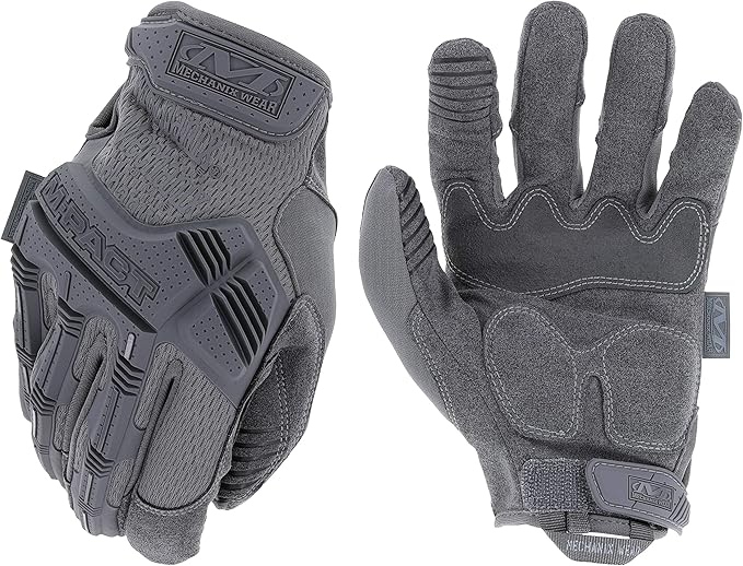 Mechanix Wear: M-Pact Tactical Gloves with Secure Fit, Touchscreen Capable Safety Gloves for Men, Work Gloves with Impact Protection and Vibration Absorption (Grey, Small)