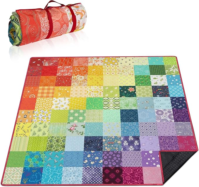 Supfitness Extra Large Picnic Blankets Waterproof Foldable (80"x 80") Boho Beach Blanket Waterproof Sandproof,3-Layer Thicking Mat Outdoor Packable Camping Blanket