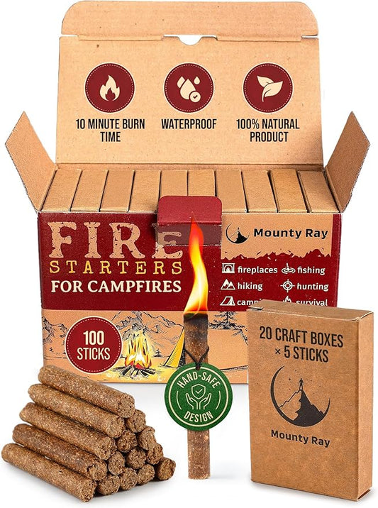 100 pcs Fire Starters for Campfires – Waterproof– All-Weather Fire Starters – for Indoor & Outdoor Use