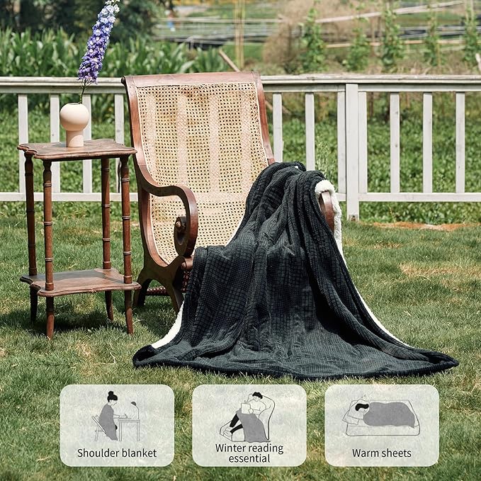 Texciting Heated Blanket Electric Blanket Throw 50''X60''-Heating Blanket with 9 Heat Settings-2-10 Hours Auto Off,ETL Certified,Machine Washable (Black)