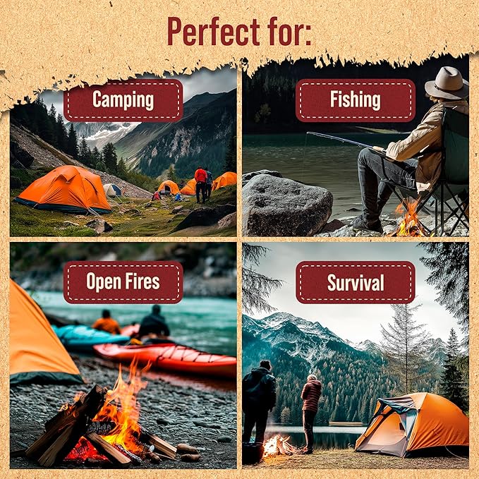 100 pcs Fire Starters for Campfires – Waterproof– All-Weather Fire Starters – for Indoor & Outdoor Use