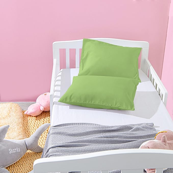 NTBAY Microfiber Toddler Pillowcases with Envelope Closure, 2 Pack 100% Brushed Microfiber Super Soft Travel Kids Nursery Pillow Cases, 14"x20" Fits Pillows Sized 12"x16" 13"x18" 14"x19", Sage Green