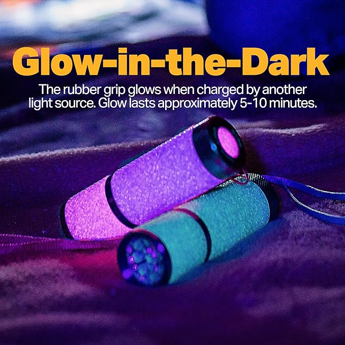 LUXPRO 3 Pack Mini Flashlights - LP395 Gel Glow in Dark - Aluminum LED Flashlights with Maximum Brightness of 40 Lumens - IPX4 Water Resistant - 3 AAA Batteries Included - Purple, Blue & Teal