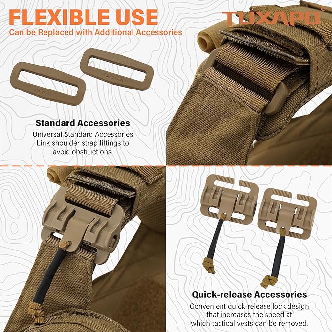 Tactical Molle Vests with Triple mag Pouch and Side Cummerbund Pouches, Quick Release Vests for Men