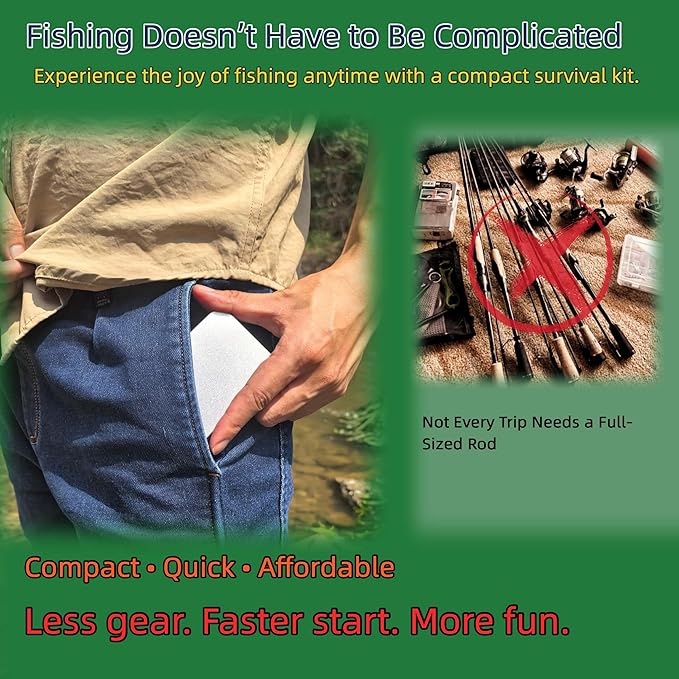 Mini Survival Fishing Kit–Compact Emergency Gear for Camping,Hiking,Bushcraft,Backpacking Small Tackle Box with Hooks,Line,Tools