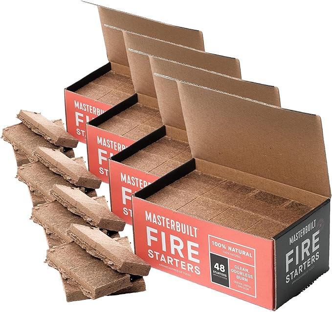 Masterbuilt® Pure-Parrafin All-Natural Odorless Wax Fire Starters forCharcoal Grilling,Made for Gravity Series but Compatible with All Charcoal Grills & Fireplaces,48-Count,Model MB20091521(Pack of 4)