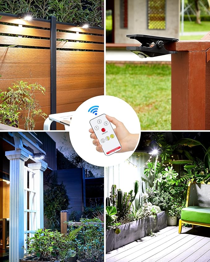 Solar Motion Sensor Lights Outdoor, Clip on Solar Lights Outdoor Waterproof, High Bright Solar Powered Security Lights for Outside Fence Chain Link Camping (1, 118 LED)