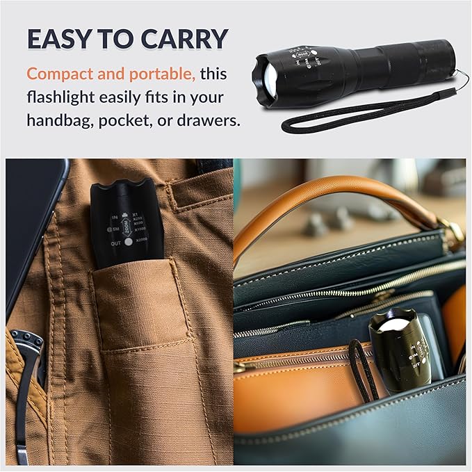 Newhouse Lighting High-Lumen Tactical Flashlight FLSHTCH, 2-Pack Powerful Battery-Powered Camping Essential, Compact Emergency Flashlight for Home, Earthquake Emergency Kit, Survival Gear and Supplies