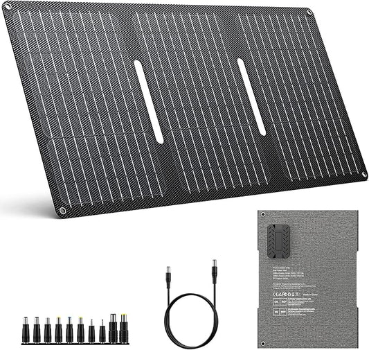 ENOFLO 30W Solar Panel Charger YT30 Foldable Solar Panel IP65 Waterproof Solar Charger with QC3.0 USB & DC Output(10 Connectors) 24% High Efficiency for Outdoor Camping