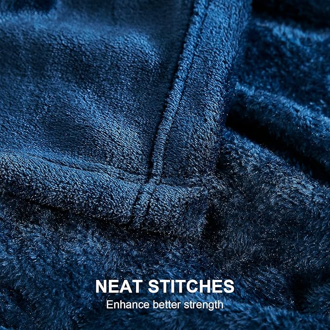 Hansleep Fleece Navy Blue Throw XL Blanket, Super Soft Flannel Fuzzy Plush Cozy Blanket for All Seasons, Navy Blue, Throw XL 50x70 Inches