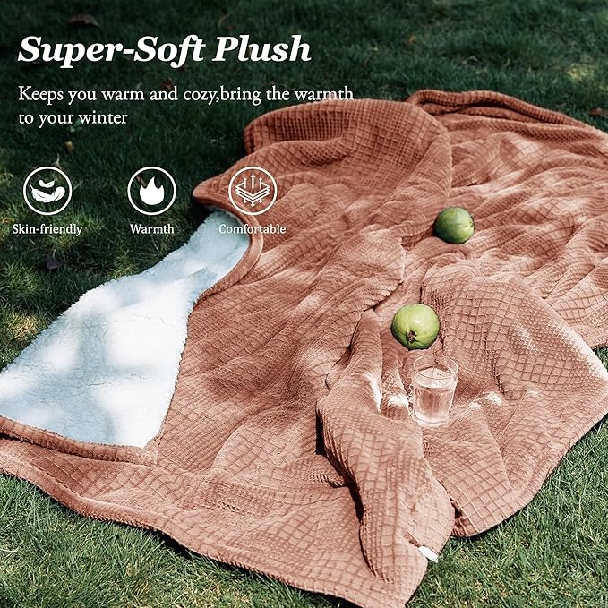 Texciting Heated Blanket Electric Blanket Throw 50''X60''-Heating Blanket with 6 Heat Settings-2-10 Hours Auto Off,ETL Certified,Machine Washable (Fog Rose)