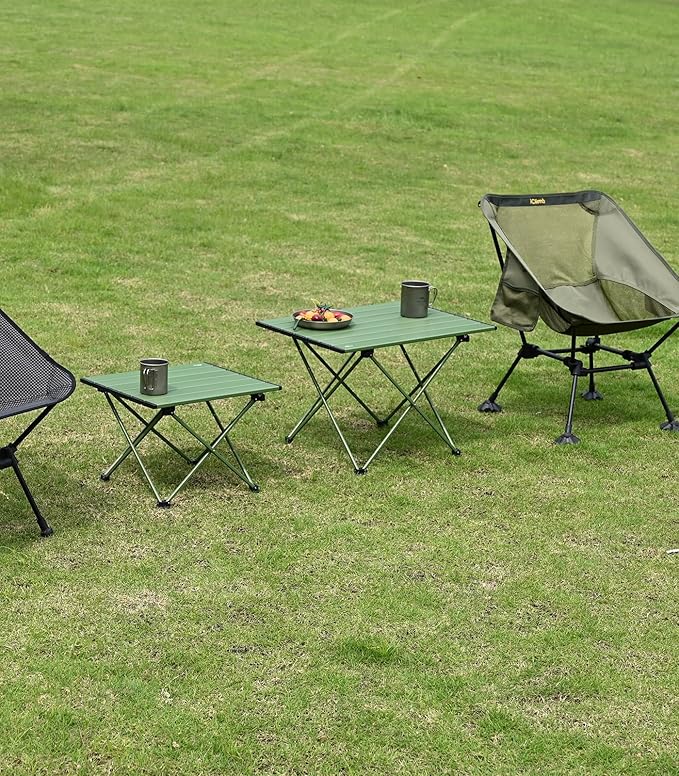 iClimb Ultralight Compact Camping Folding Table with Carry Bag (Green - S)