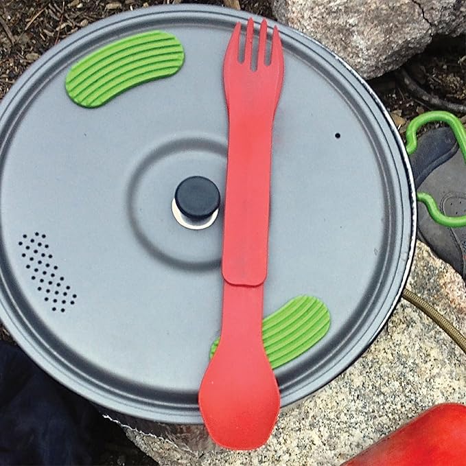 humangear GoBites Duo - Travel Silverware, Full Size Portable Fork & Spoon, Reusable Utensil Set, PC and BPA-free, Food-Safe, ﻿Extended - 9.1” X 1.6”