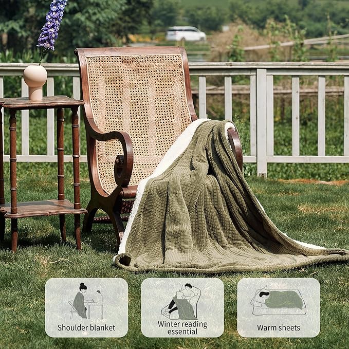 Texciting Heated Blanket Electric Blanket Throw 50''X60''-Heating Throw with 9 Heat Settings-2-10 Hours Auto Off,ETL Certified,Machine Washable (Gray Green)