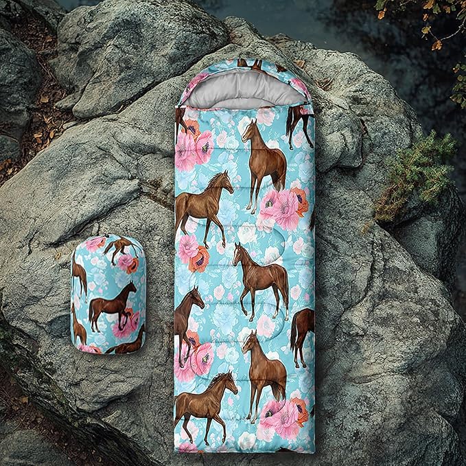 QOOMO Axolotl Cute Camping Sleeping Bags,3 Season Warm & Cool Weather,Lightweight,Waterproof Sleeping Bags for Adults & Kids,Traveling,and Outdoors