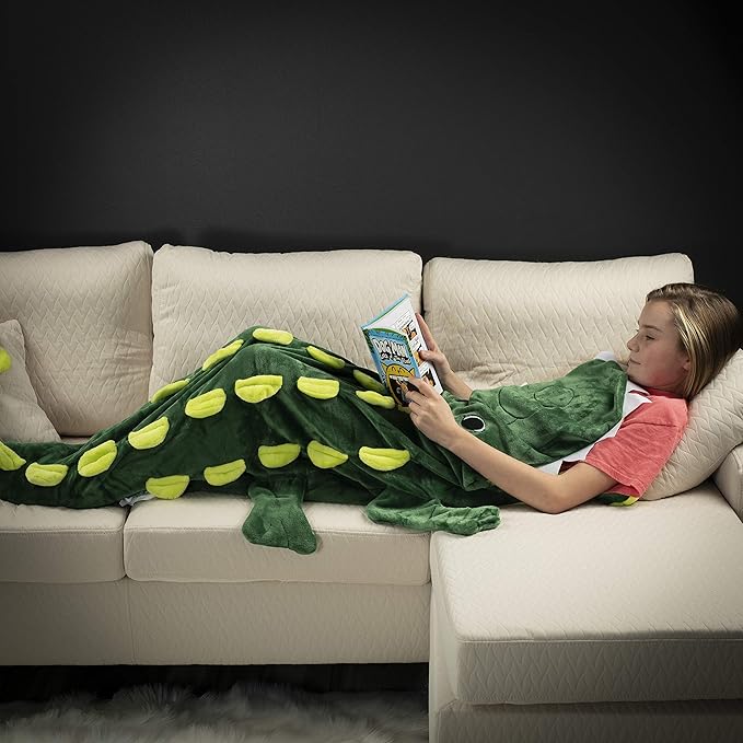 Cozy Crocodile Animal Tail Blanket for Kids Soft and Comfortable Kids Sleeping Bag Sleep Sacks Blankets for Movie Night, Sleepovers, Camping and More - Fits Boys and Girls Ages 3-13 Years