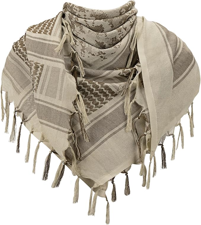 Aonal Military Shemagh Tactical Desert Scarf, 100% Cotton Keffiyeh Neck Head Scarf Wrap for Men Women