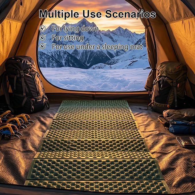 YIKI Closed Cell Foam Sleeping Pad for Camping, 72.8x22 inch, Ultralight Foldable Foam Sleeping Mat with Heat Reflective Layer, Waterproof Backpacking Pad for Hiking, Tent, Outdoor Use