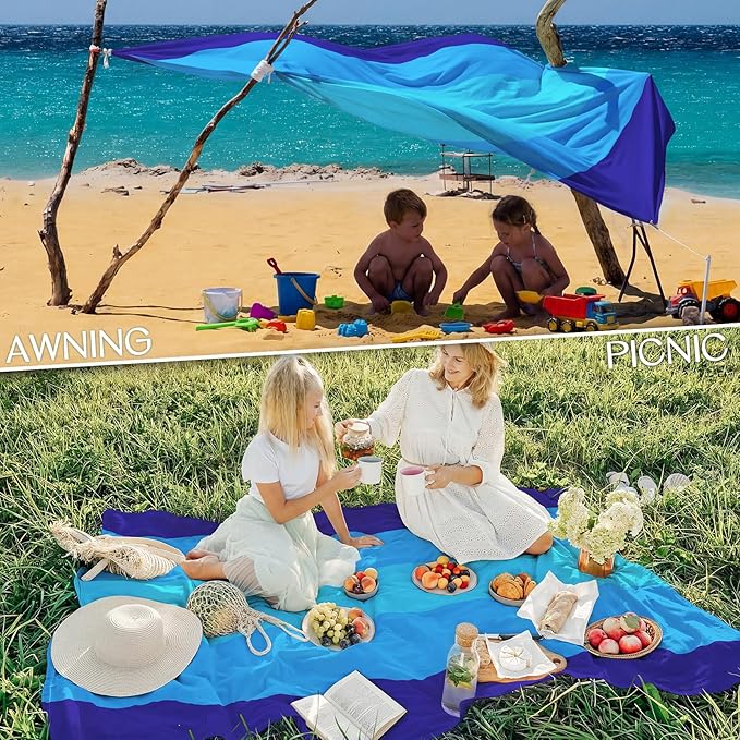 BYDOLL Beach Blanket 10'X9' Waterproof Sandproof Suits1-8 Adults Oversized Lightweight Large Blanket Picnic Mat for Beach Sand Free Travel Camping Hiking Picnic