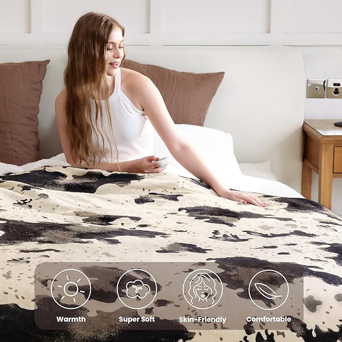 Heated Blanket Full Blanket - Fast Heating Electric Blanket, Soft Flannel Heated Full with 4 Time Settings,10 Heating Settings, Warm Gifts for Women & Mom & Grandma(72"x84"Light Brown)