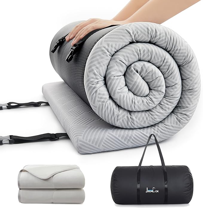 Jamdok Cooling Foam Camping Mattress for Hot Sleeper,Waterproof Sleeping Pad with Carry Bag,Roll Up Cot Mattress Topper for Summer Camping Bed,Hiking,Car,Portable(75 x 30 x 2 inches)