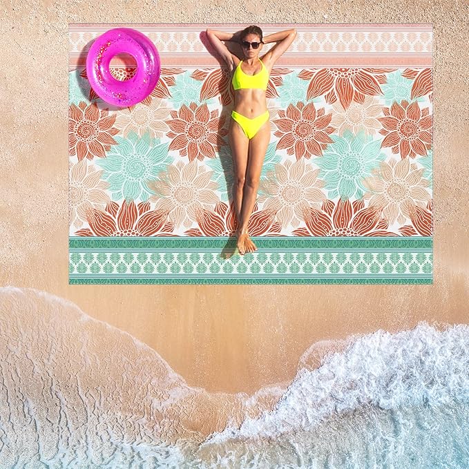 HIHOHO Beach Blanket Waterproof Sandproof Extra Large Beach Mat 79" X 83"/120"x108"for 1-8 Adults Quick Drying Durable Outdoor Picnic Mat for Beach Travel Camping Hiking