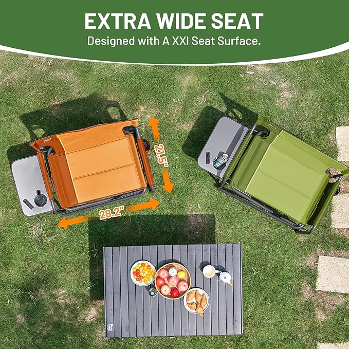 Timber Ridge XXL Director’s Chair – Heavy Duty Folding Camping Chair for Adults, 500lb Capacity, Extra Wide Padded Seat for Camping, Sports, Lawn, Courtyard, and Outdoor Use, Orange