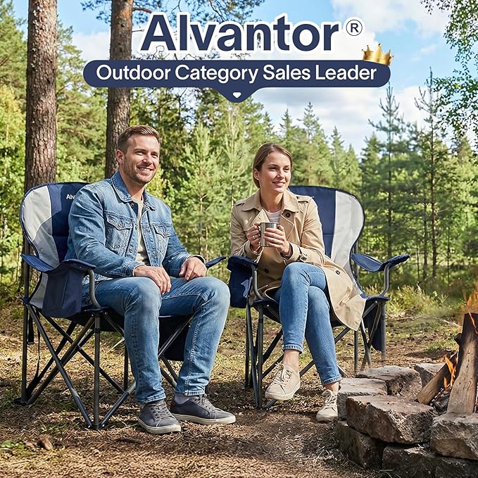 Alvantor Portable Folding Camping Chair, Heavy Duty Support Outdoor Chair with Breathable Mesh & Padded Seat, for Camping, Hiking, Sports and Outdoor Activities