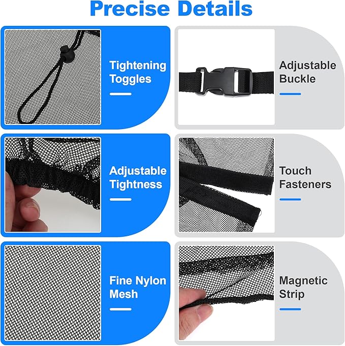 Magnetic Mosquito Screen for Front Door for Ford E-Series Econoline Club Wagon 02-25 47x31in Van Front Side Window Anti Mosquito Net Nylon Mesh for Camping Fishing Field 1 Pair