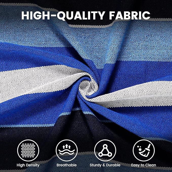 Lazy Daze Hammocks Double Brazilian Cotton Hammock, Extra Large Portable Outdoor Camping Hammock with Tree Straps & Travel Bag for Backyard Patio Poolside Indoor, 550lbs Capacity, Blue