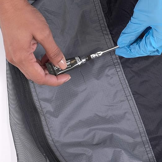GEAR AID Seam Grip WP Repair Kit – Waterproof 0.25 oz Adhesive with Two Tenacious Tape Hex Patches (2.5" x 2.8", Black and Clear) for Fixing Holes, Tears, and Seams on Tents, Jackets, and Outdoor Gear