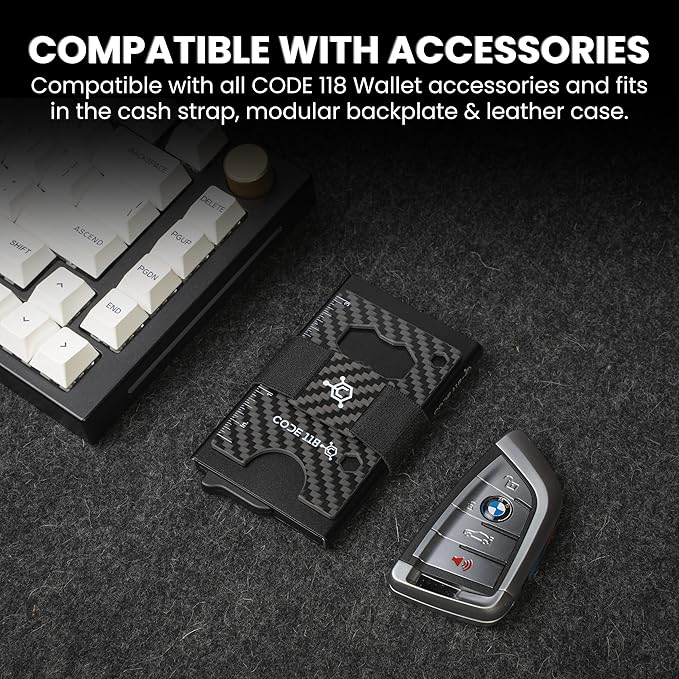 Code 118 Multi-Tool Card - 12-in-1 Credit Card Multitool with Bottle Opener, Ruler (In & CM) and 8 Wrench Sizes - Slim Survival Multipurpose Tool, Wallet not Included (Carbon Fiber)