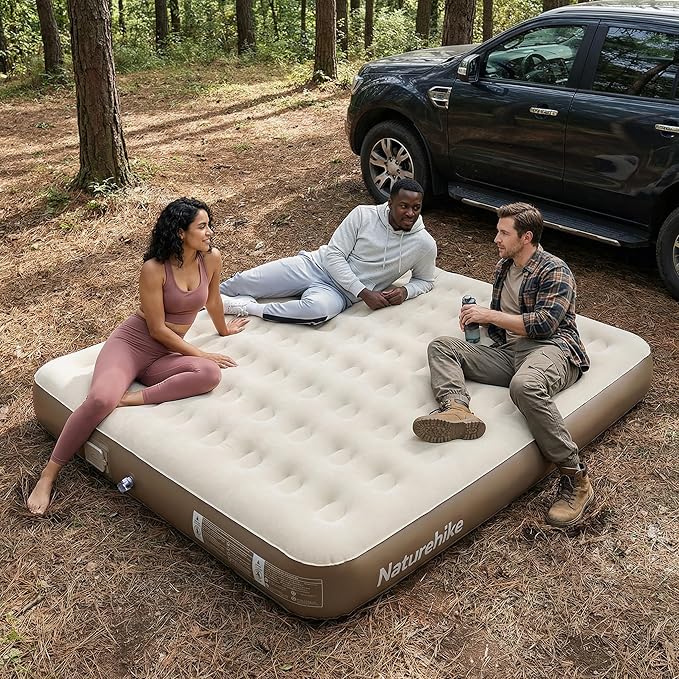 Naturehike Compact King Size Air Mattress with Built-in USB Rechargeable Pump, 992 lbs Max Support Inflatable Mattresses, Blow up Mattress Air Bed for Home, Camping, Guests, Travel