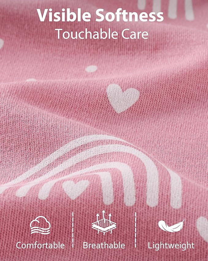Baby Sleep Sack 6-12 months, 100% Cotton Sleeping Sack for Newborn and Infant, 3 Pack Baby Wearable Blanket, 0.5 Tog Lightweight Double Zipper Sleep Bag Medium Pink Rainbow