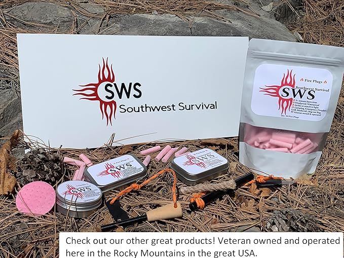 Generic Southwest Survival Fire Plugs-(50) Waterproof,Windproof Fire Starters with 5+ Minute Burn for Emergencies, Survival, Campfires,Hiking,Fire Place,Bushcraft, Bugout Bags - Made in The USA, Pink