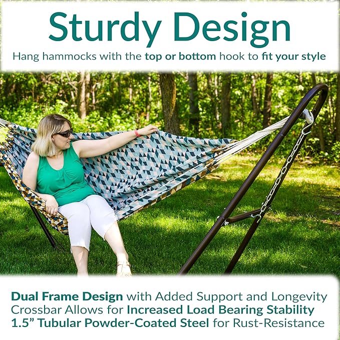 Sunnydaze Decor Universal Double Hammock Stand Only - 550-Pound Capacity - Heavy-Duty Hammock Stand for Outside - Fits 9 to 14 Foot Hammocks - Bronze